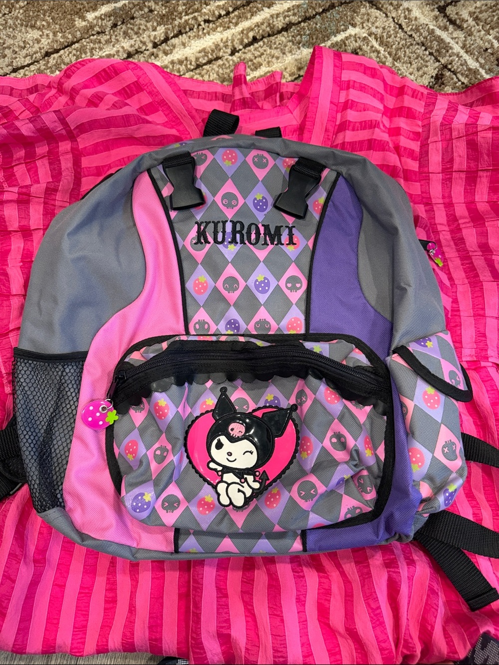 Sanrio Kuromi Pink, Purple & Gray Kids Backpack